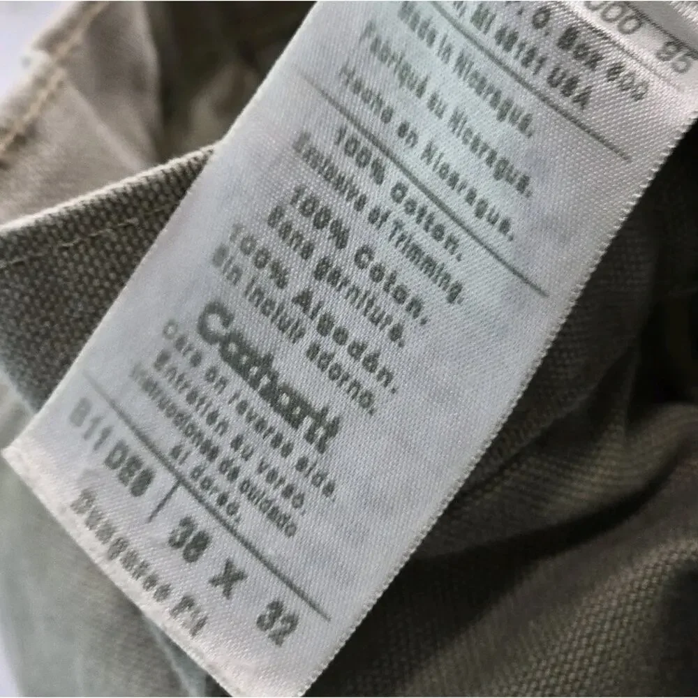 Carhartt Pants Mens 38 X 32 Tan Brown Khaki Dungaree Fit Classic Loose Cotton